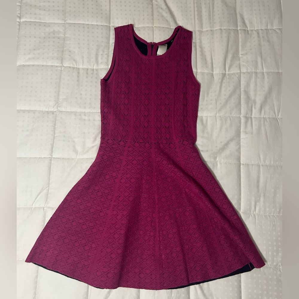 VINTAGE Sleeveless Textured Skater Dress - Fuchsia Pink